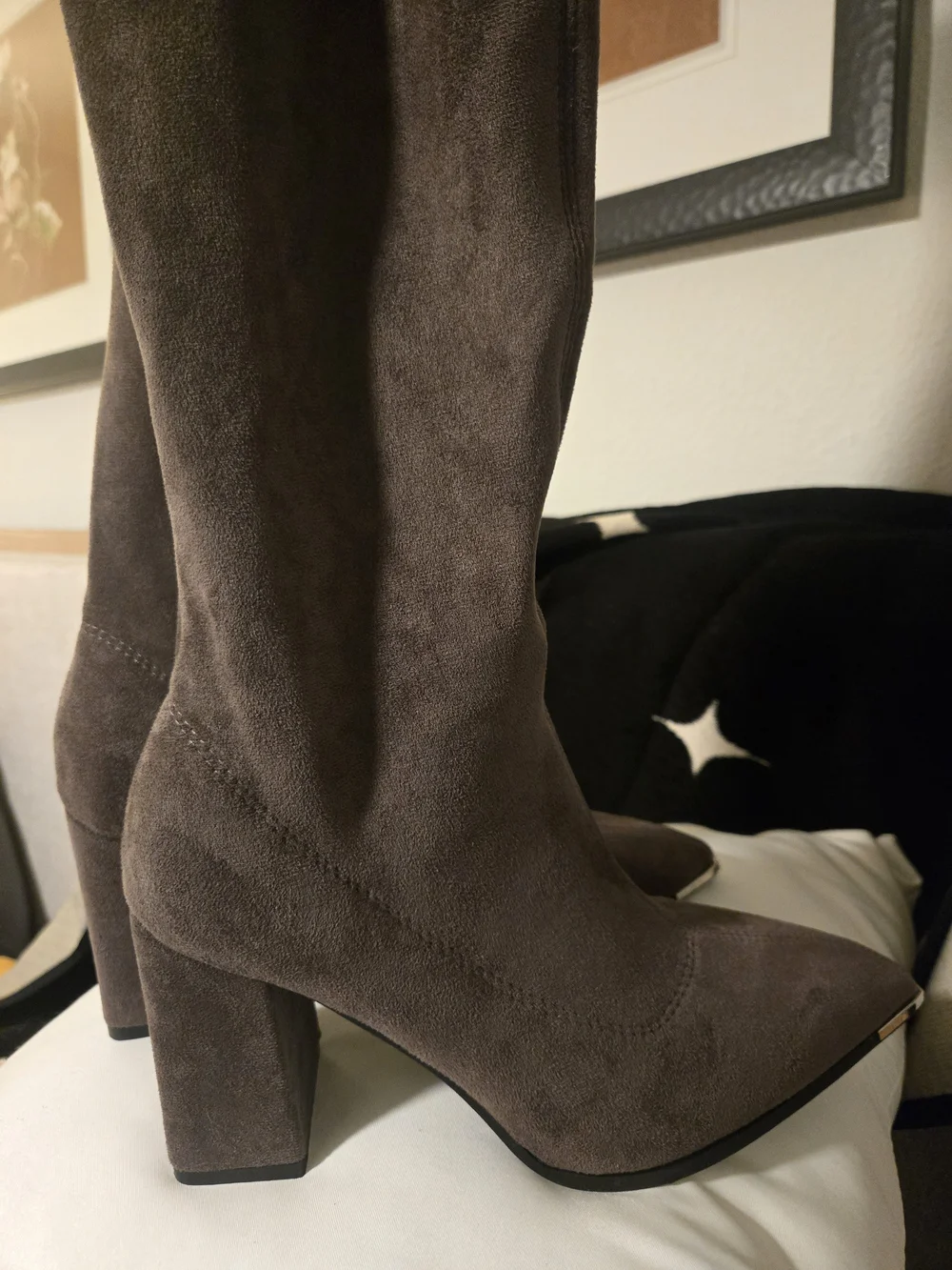 Lulu's Taupe Suede Over-the-Knee Block Heel Boots